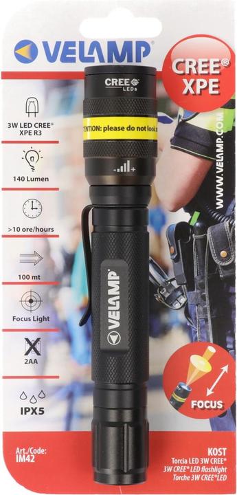 Actual product image Velamp Taktische Taschenlampe, fokussierbar, extrem leicht (140 lm)