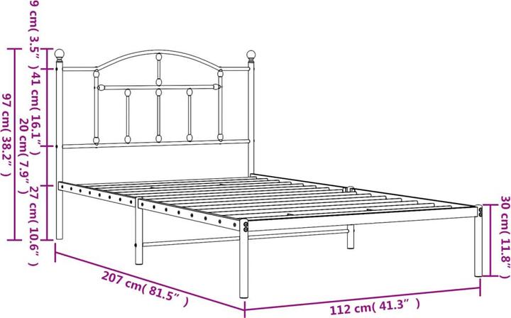 Image du produit vidaXL Bettgestell (107 x 203 cm)