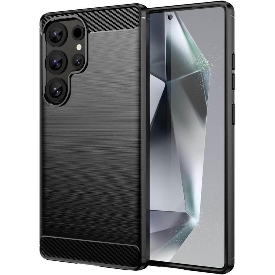 Cover-Discount Galaxy S25 Ultra - Metall Carbon Look Hülle (Samsung Galaxy S25 Ultra), Smartphone Hülle, Schwarz