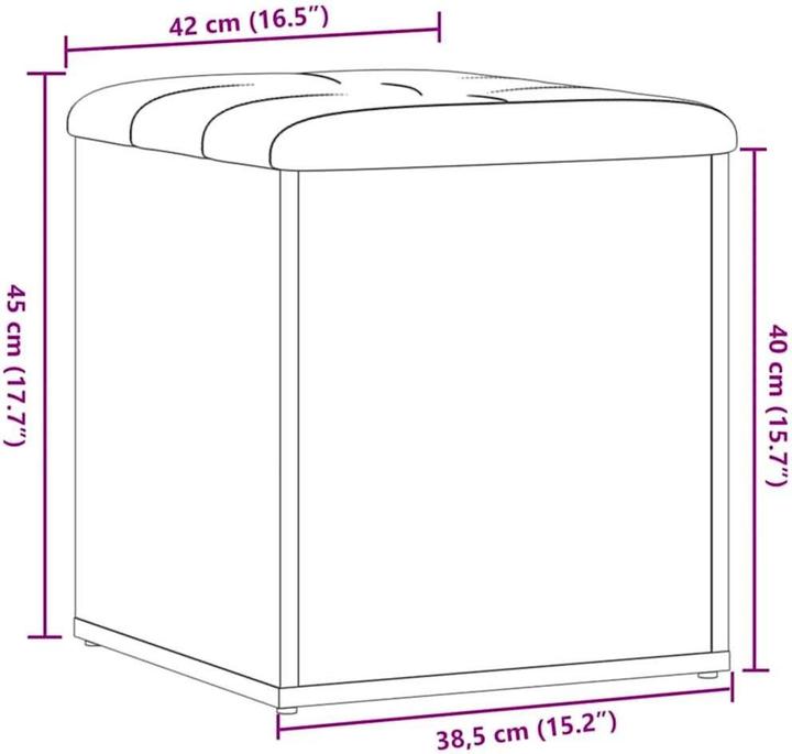 Immagine prodotto VidaXL Panca con portaoggetti Rovere artigianale 42x42x45 cm Materiale a base di legno Panca per scarpe (42 cm)