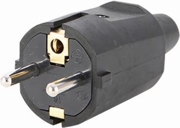 REV Protective contact plug with plastic/ISO insert rubber black Electrical power plug