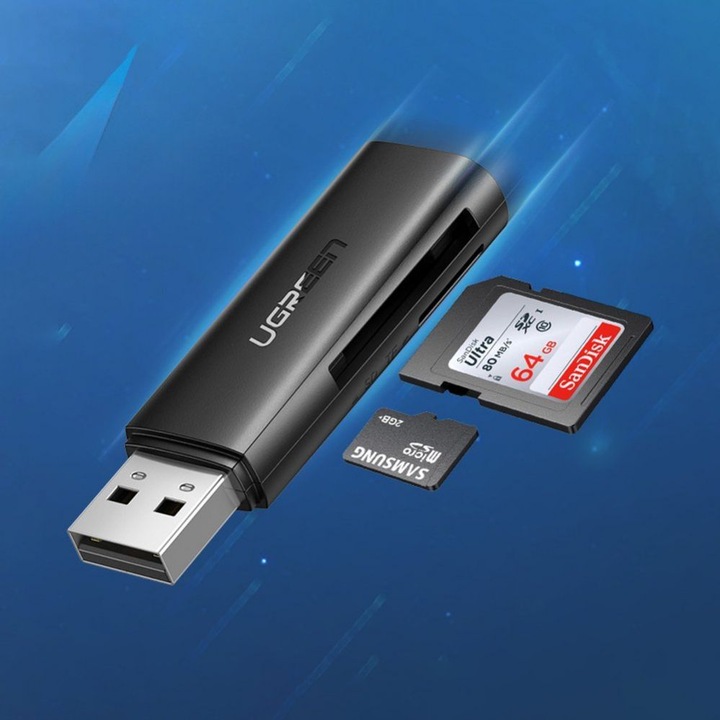 Productafbeelding Ugreen USB 3.0 kaartlezer voor SD en MicroSD kaarten (SDHC SDXC UHS-I) (USB 3.0)