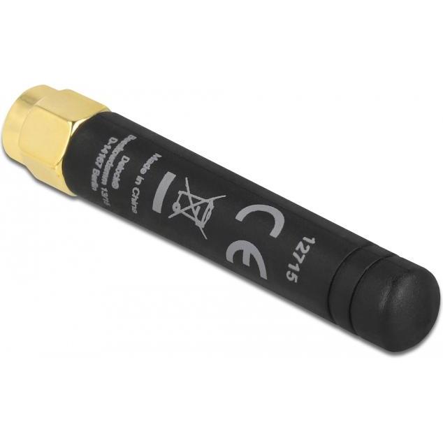 Delock LPWAN 868 MHz Antenne SMA Stecker 1,6 dBi omnidirektional starr schwarz, Netzwerkantenne