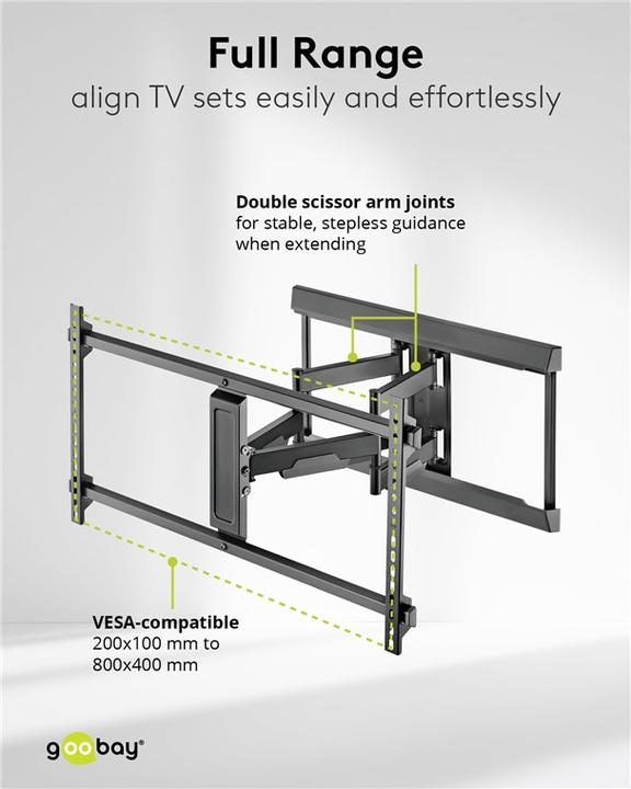 Actual product image Goobay TV wall mount Pro FULLMOTION XL, black (Wall, 90", 60 kg)