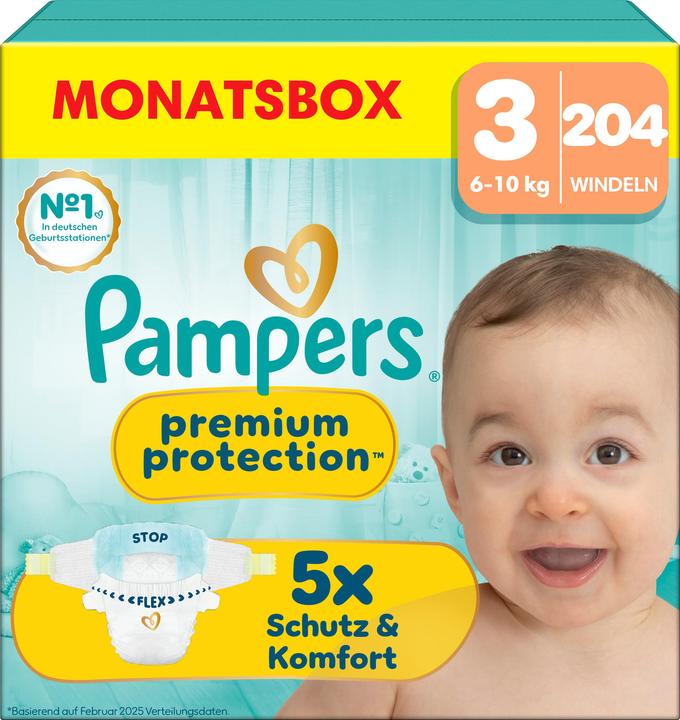 Pampers Premium Protection (Gr. 3, Monatsbox, 204 Stk.)
