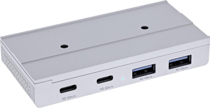 Image du produit InLine ® 4-Port Magnetic USB Hub, 2x USB-C, 2x USB-A, 10Gb/s, Aluminiumgehäuse (USB-C, 4 ports)