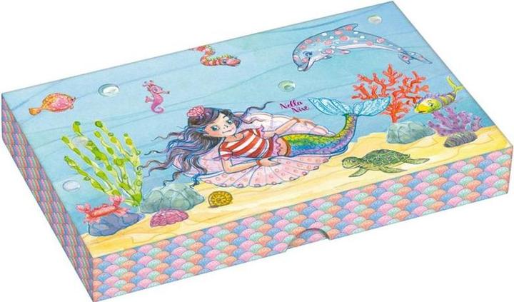 Produktbild Schmuckset in Aufbewahrungsbox Nella Nixe (Metall und Stoff / Aufbewahrungsbox mit Schuber, Anhänger aus Kunststoff, Perlen aus Kunststoff)