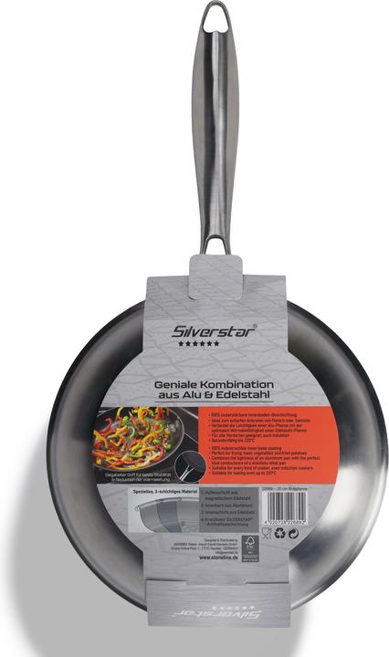 Produktbild Silverstar Edelstahlpfanne 20 cm mit Antihaftbeschichtung für Induktion und Backofen (Bratpfanne, Edelstahl)
