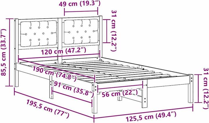 Actual product image vidaXL Bettgestell (120 x 190 cm)