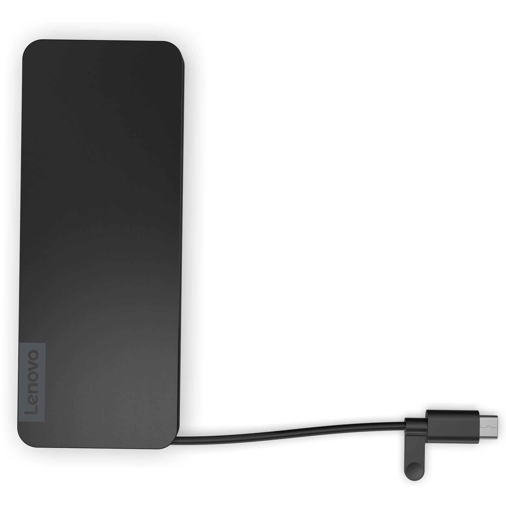 Lenovo Usb-C Slim Travel (USB-C, 8 Ports), Dockingstation + USB Hub, Schwarz