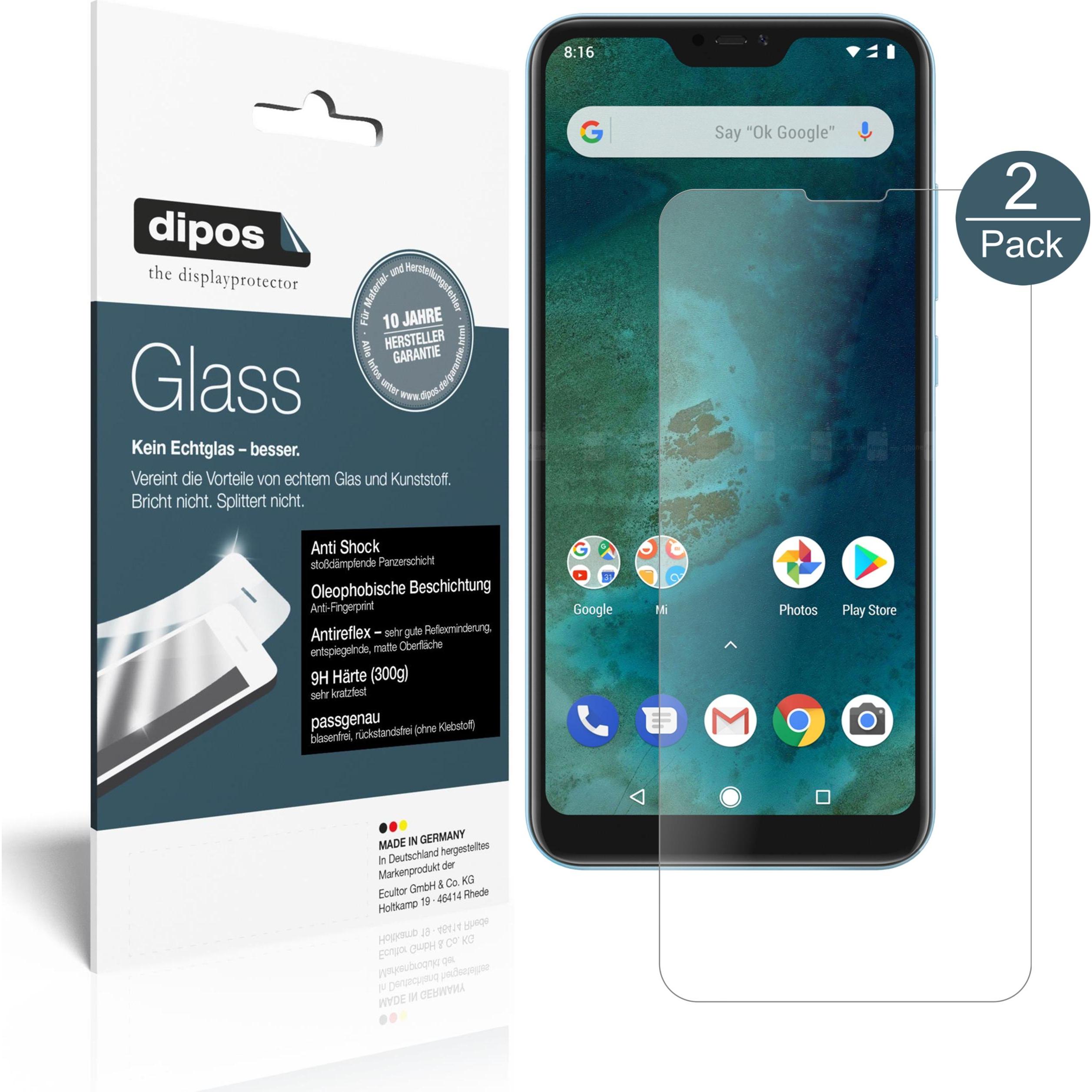 Dipos Displayschutz Anti-Shock (2 Stück, Xiaomi Mi A2 lite), Smartphone Schutzfolie, Transparent