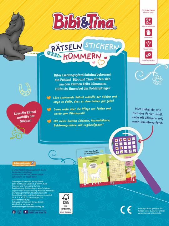 Produktbild Bibi & Tina Rätseln Stickern Kümmern (Deutsch, 2023)