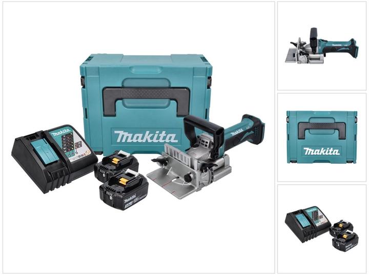 Actual product image Makita DPJ 180 RFJ Battery grooving cutter 18 V 100 mm + 2x battery 3,0 Ah + charger + Makpac