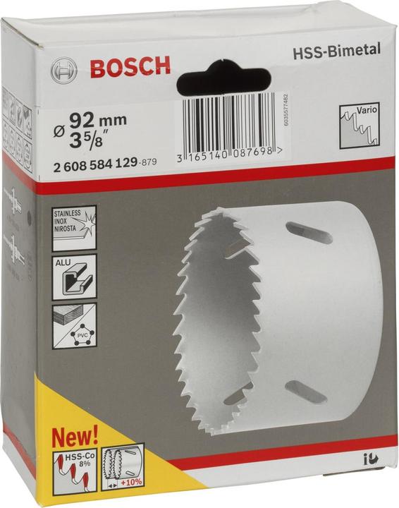 Immagine prodotto Bosch Professional Zubehör Sega a tazza HSS bimetallica per adattatore standard, 92 mm, 3 5/8 di pollice (92 mm)