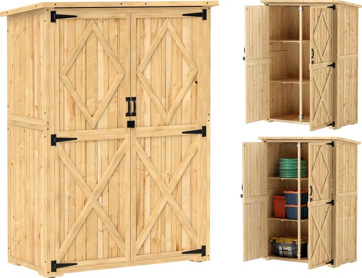 Outsunny Gartenschrank Tannenholz Naturholz