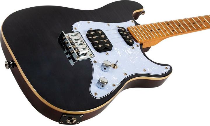 Image du produit Flight Rock Series Pathfinder Transparent Black Tenor Electric Solid Body ukele met gigbag