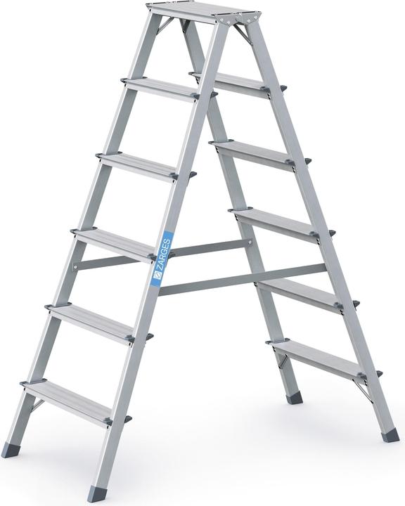 Zarges Step ladder 2 x 6 steps anodised aluminium overall height 1400 mm (Stepladder, 140 cm)