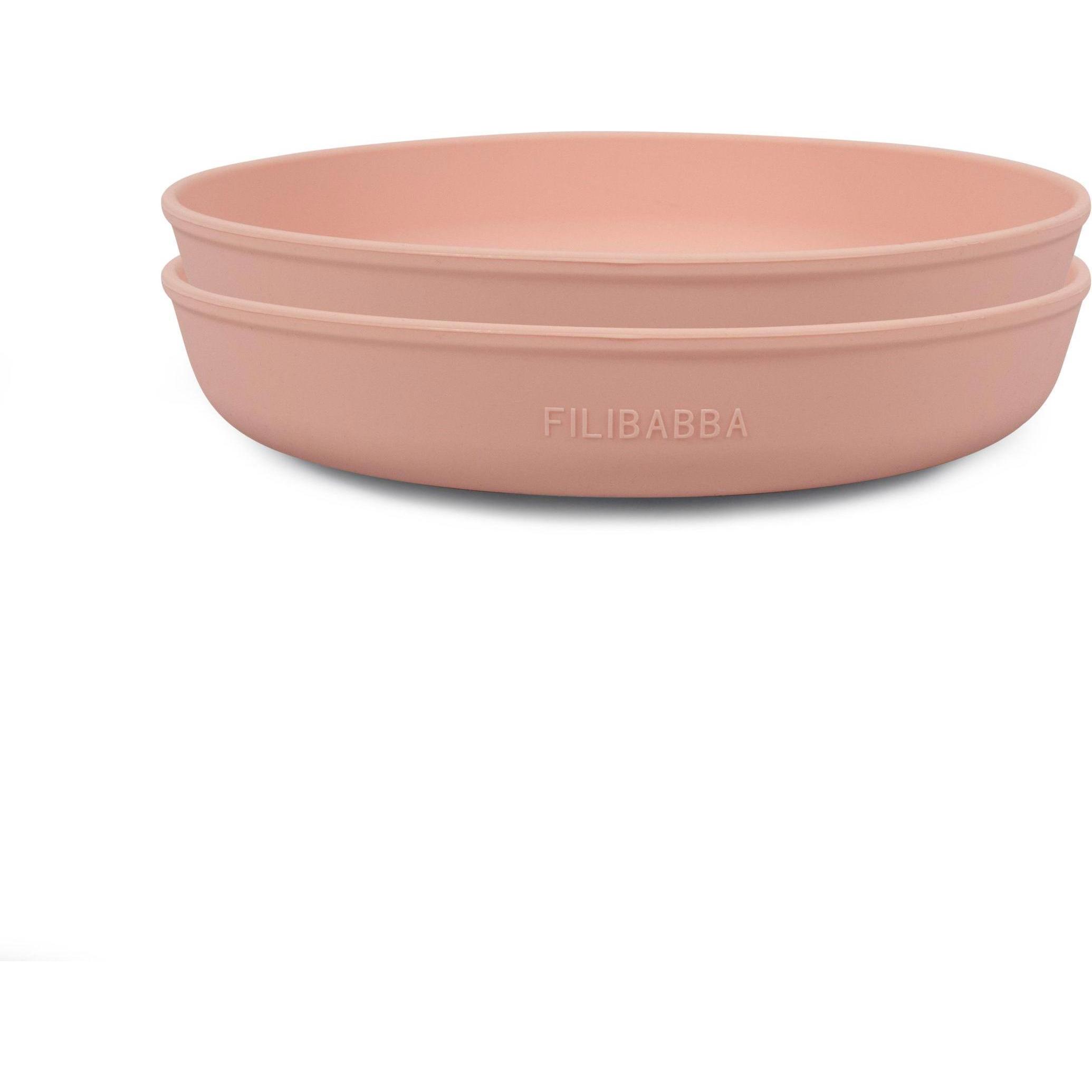 Filibabba, Kindergeschirr + Kinderbesteck, Silikon teller 2er-Pack - Peach