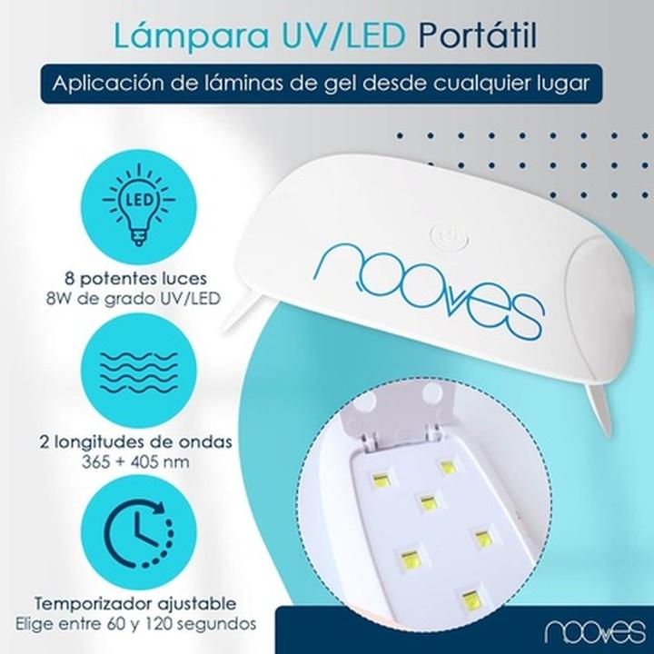 Immagine prodotto Nooves Foglietti per unghie in gel rosso pre-curati con lampada portatile UV/LED per unghie 8W Strisce per (Set per la cura dei capelli)