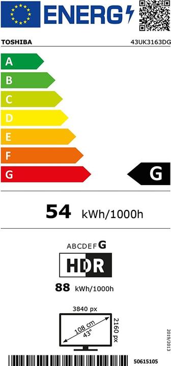 Energie-Label Toshiba 43UK3163DG (43", LED, 4K, 2023)