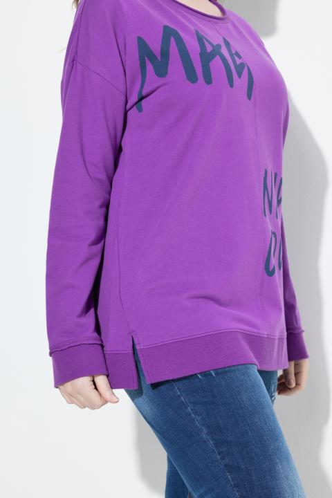 Produktbild Ulla Popken Sweatshirt, Schriftmotiv, Oversized, Rundhals, Langarm (56)