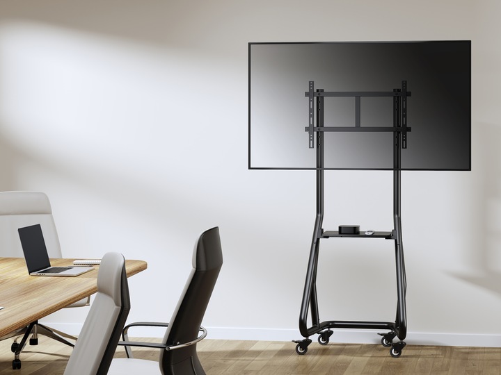 Actual product image equip TV trolley 37"-80"/80kg 1TFT with height adjustment grey (80", 80 kg)