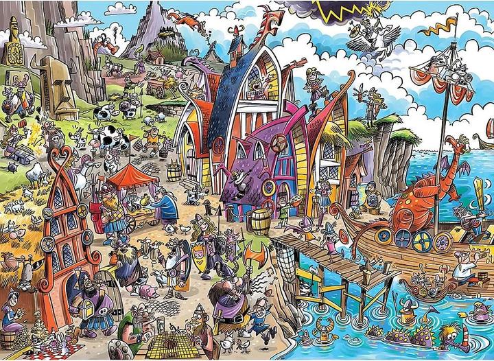 Actual product image Cobble Hill Puzzle 1000 pieces DoodleTown: Viking Village (1000 pieces)