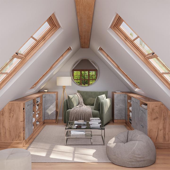 Produktbild Vicco Dachschrägenschrank Rion, Goldkraft Eiche, 60 x 81.8 cm mit 4 Fächern, Schrankkorpus 60 cm Tiefe (60 x 60 x 81.80 cm)