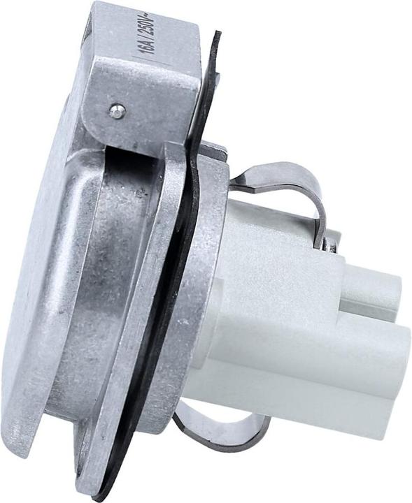 Kalitec UP.M Leichtmetall Einbau Schuko-Steckdose unlackiert I Flanschdose mit Klappdeckel I Industriesteckd (CEE 7/4)