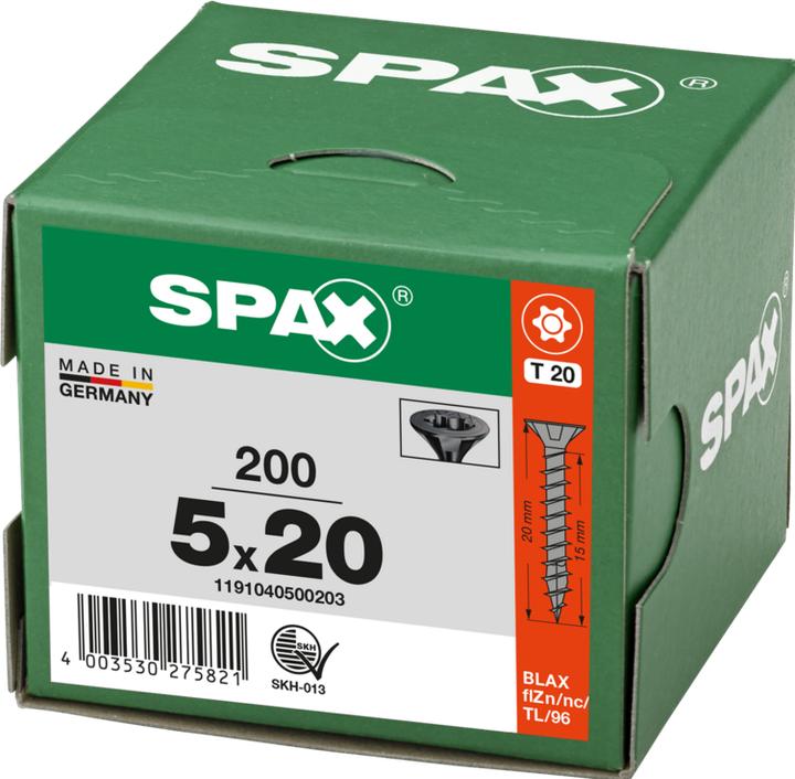 Produktbild Spax Senkmultikopf T-Star Plus T20 Vollgewinde Schwarz Verzinkt (200 Schrauben pro Stück)