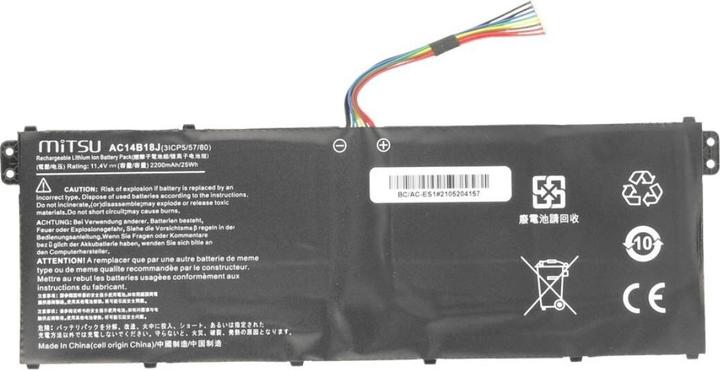 Actual product image Mitsu BATTERY ACER BC/AC-ES1 (2200 mAh (25 Wh) 11.4V 4 cells Li-Polymer (4 cubicles, 2200 mAh)