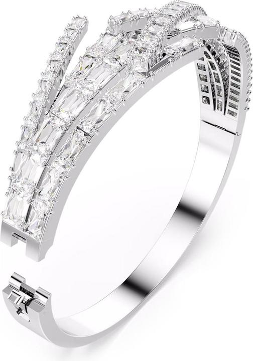 Produktbild Swarovski Matrix Armreif Verschiedene Schliffe Weiss Rhodiniert (17 cm, Swarovski Metall)