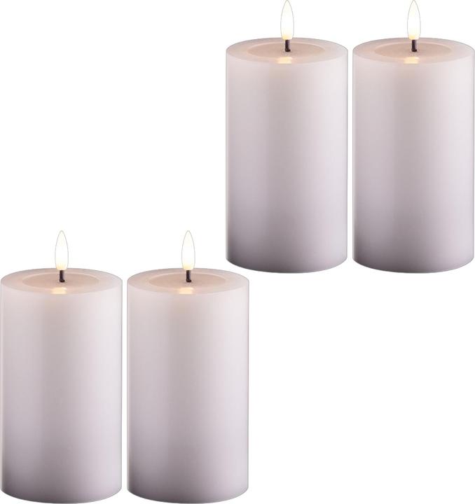 Actual product image Novaliv 4x LED Stumpenkerze mit Timer 6 Stunden weiss Echtwachs LED warmweiss 7,5cm ø 12,5cm Höhe - 2 AA (4x)