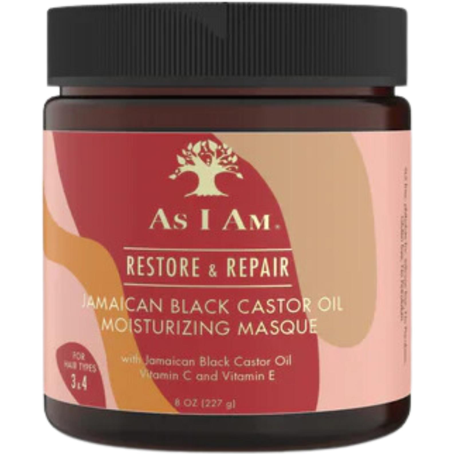 As I Am, Maschera, Maschera per capelli Ripristina e Ripara Olio di Ricino Nero Giamaicano Come Sono (227 g)