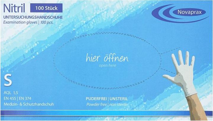 Produktbild 3A Novaprax Nitrilhandschuhe, puderfrei, 100 Stück, Grösse S, weiss (S)