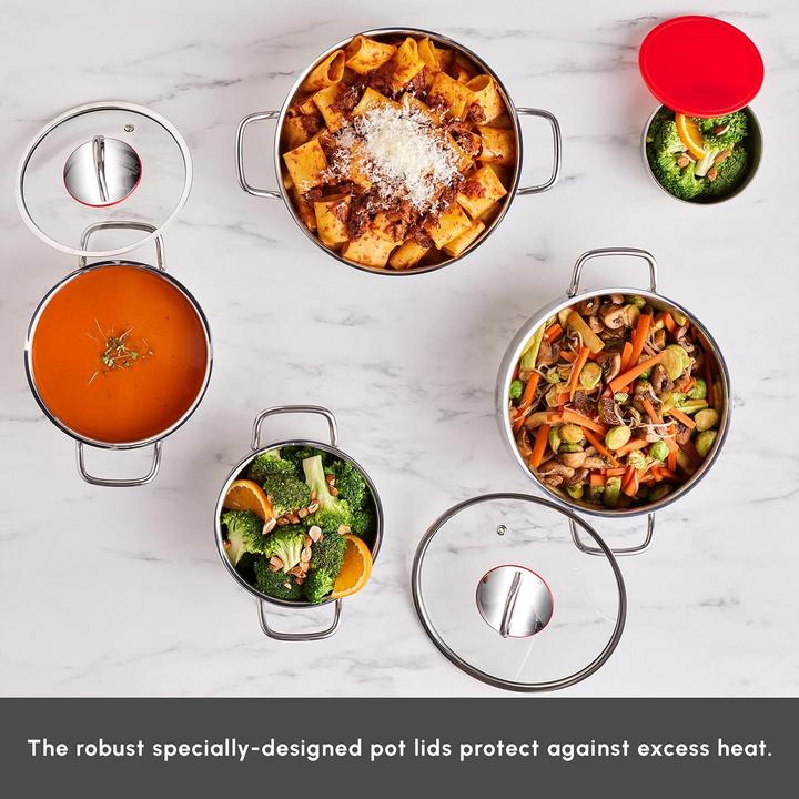 Produktbild Karaca Emirgan XL Cookware with Storage Lid Induction Base Made of Steel Pack of 10 (Pfannenset + Topfset, Edelstahl)