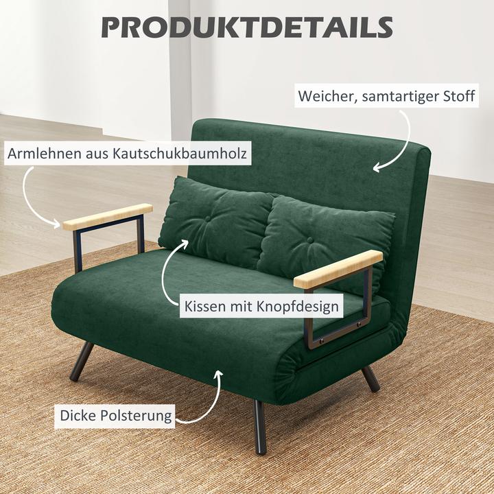 Produktbild Homcom Schlafsofa Stahl, Polyester Grün