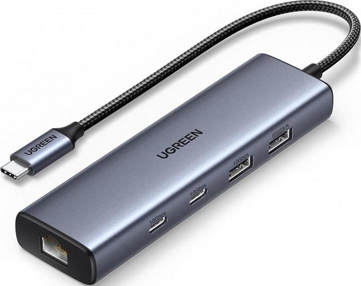 Produktbild Ugreen USB-C Hub CM512, 1 x USB-A 3.2 - 1 x USB-A - 3 x USB-C - 1 x RJ45, Grey (USB-C)