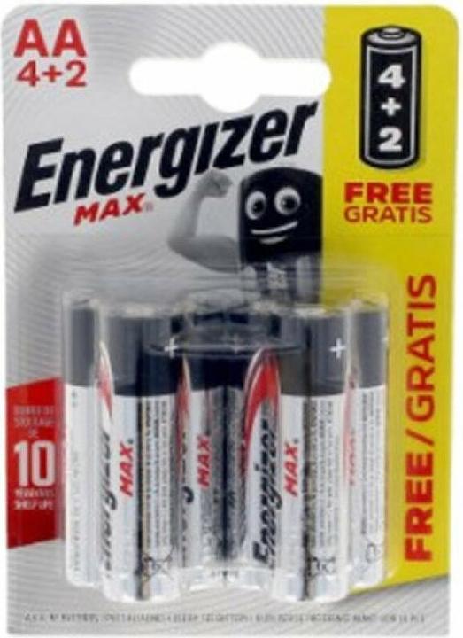 Productafbeelding Energizer Max Alkaline Mignon batterijen, 4 + 2 gratis (6 Pcs., AA)
