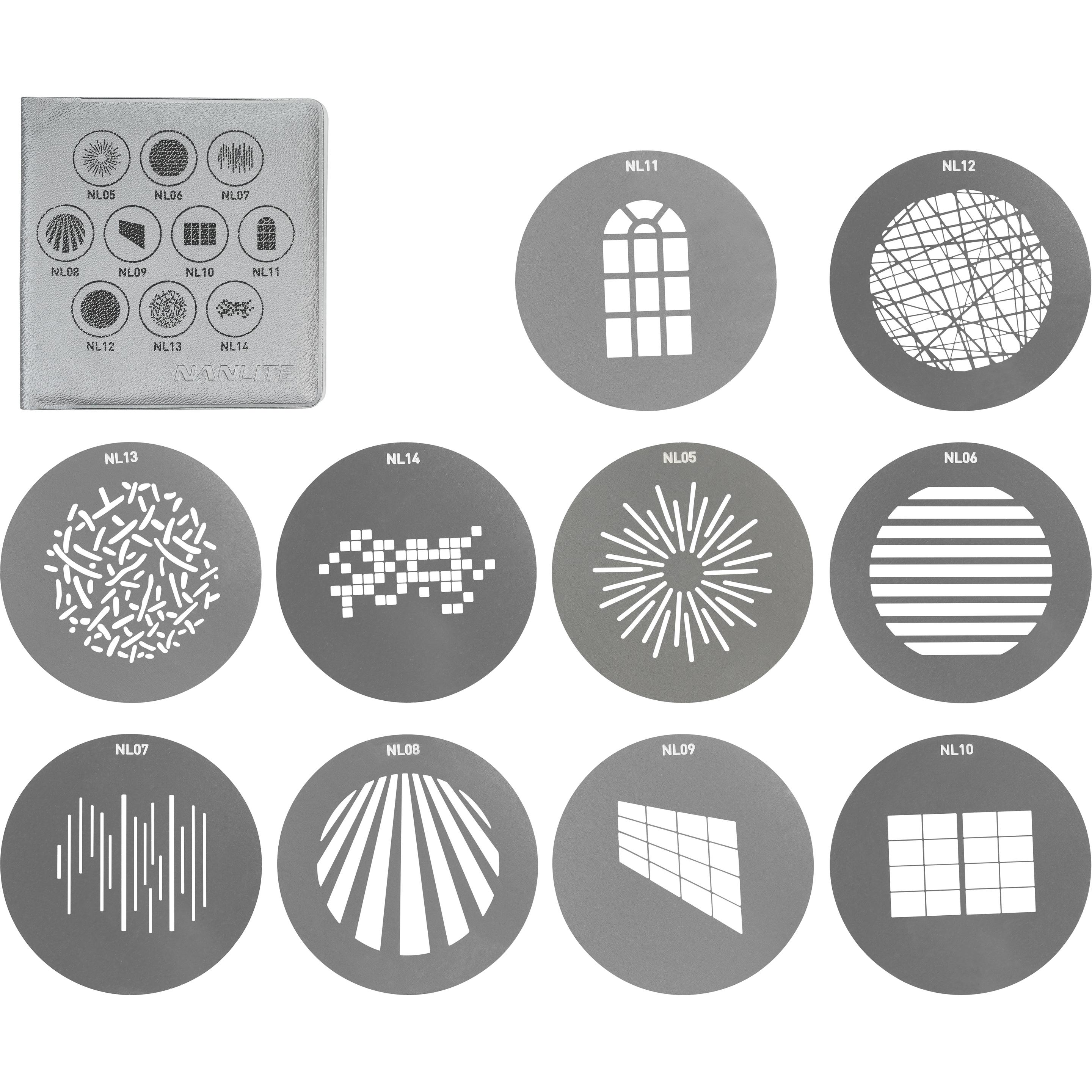 Nanlite Gobo Set 1 zu FM Mount Projektionsaufsatz (Diverse), Softbox + Reflektor Zubehör, Grau