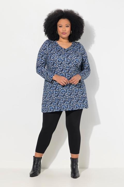 Produktbild Ulla Popken Longshirt, gemustert, A-Linie, V-Ausschnitt, Langarm (56)