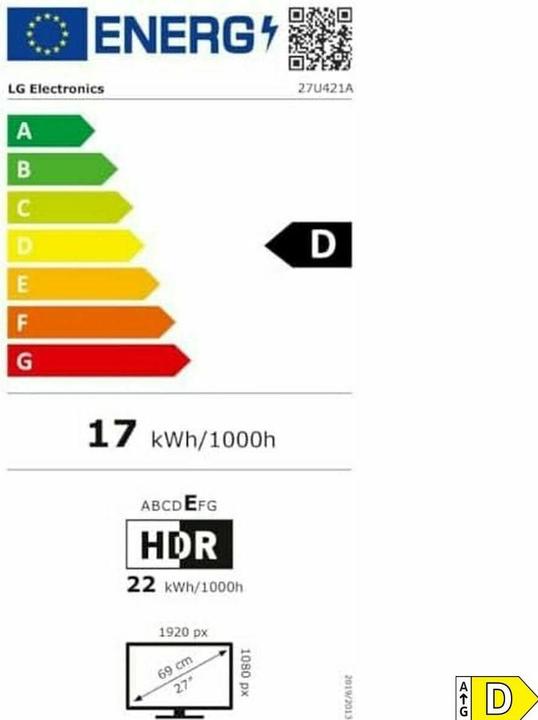 Energy Label LG 27U421A-B (1920 x 1080 pixels, 27")