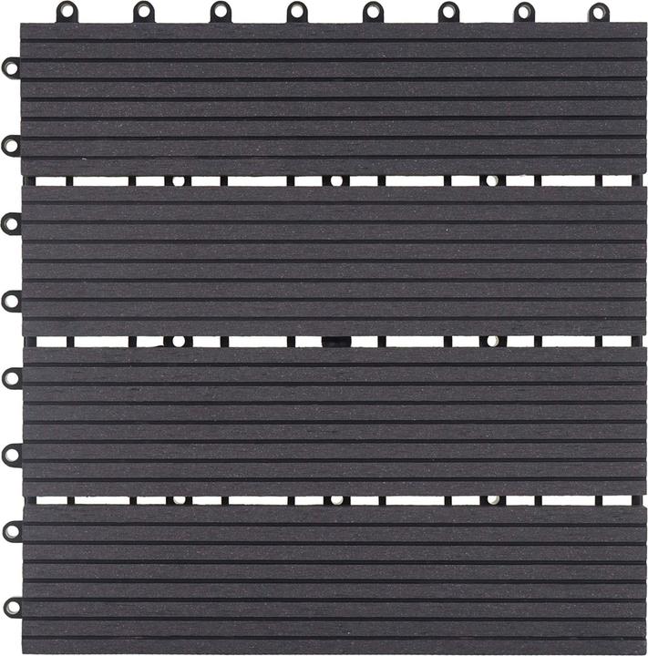 Productafbeelding Swisshandel24 WPC vloertegel Rhone, houtlook balkon/terras, 11x elk 30x30cm = 1m² Premium, antraciet lineair (11x, 30 x 30 cm)