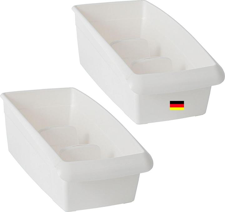 Produktbild Novaliv 2er Set Kosmetik Organizer klein Schubladen Organizer Badezimmer - 25 x 12 cm WEISS Make-up (12 cm, 2x)