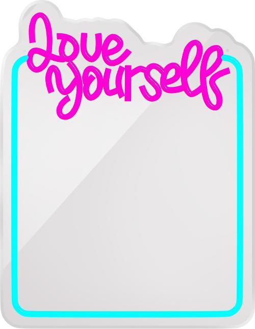 Forever Light MIRROR LED LOVE YOURSELF turquoise rose FMNE01 (34.50 x 44 cm)