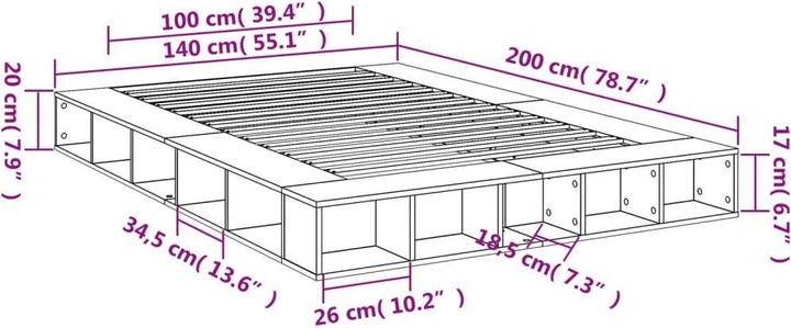 Actual product image vidaXL Bettgestell (140 x 200 cm)
