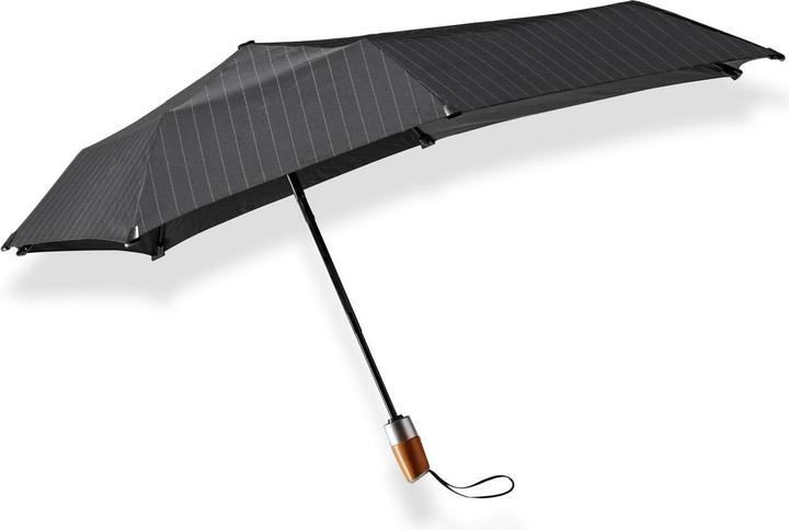 Produktbild Senz Mini Automatic Deluxe Foldable Storm Regenschirm, Pin Stripes Schwarz