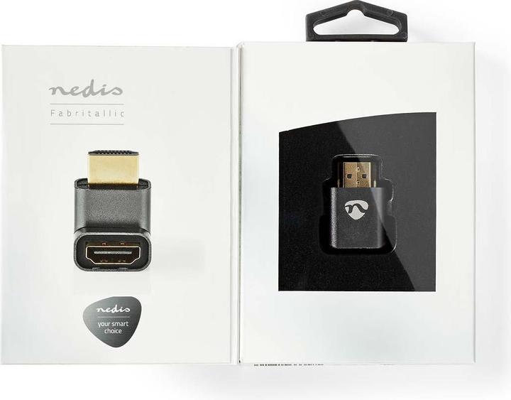 Actual product image Nedis HDMIT Adapter HDMIT Connector / HDMIT Male HDMIT Female / HDMIT Output Gold Plated Angled 270° (HDMI, 3 cm)