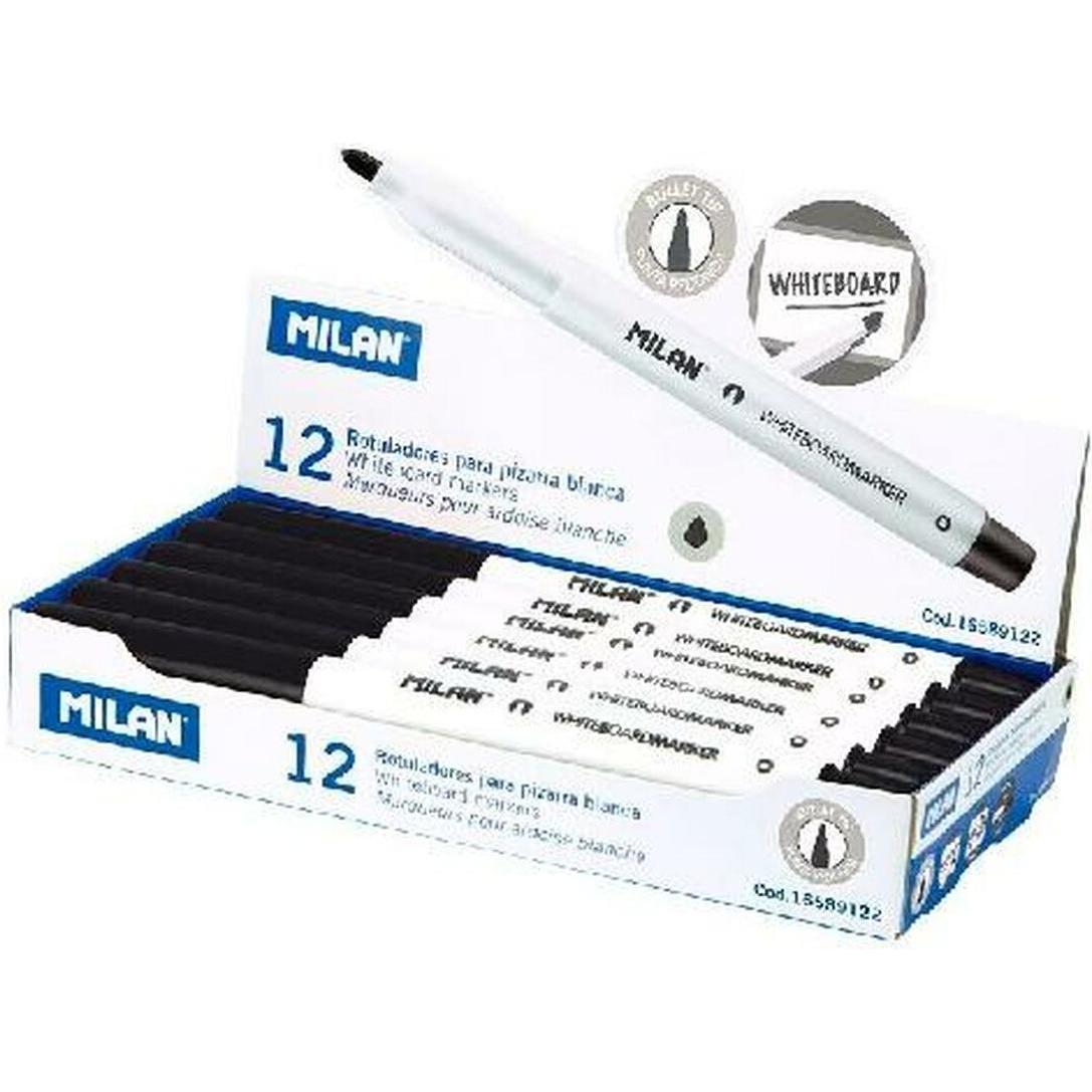 Milan, Evidenziatori, Marchio Per Lavagne Nero Sottile (12 Pezzi) Milano (12 X)