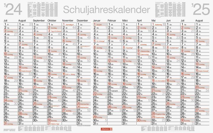 Schuljahreskalender abwischbar (2024/2025), 1 Seite = 14 Monate (Harter Einband, Englisch, Niederländisch)